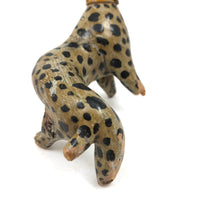 Fabulous Old Painted Root Wood Leopard! (With Gnawed At Nose)