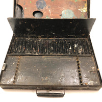 Antique Painter's Travel Box with Palette and Latching Compartments