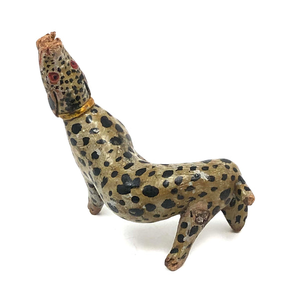 Fabulous Old Painted Root Wood Leopard! (With Gnawed At Nose)