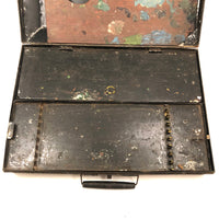 Antique Painter's Travel Box with Palette and Latching Compartments