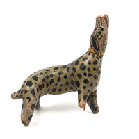 Fabulous Old Painted Root Wood Leopard! (With Gnawed At Nose)