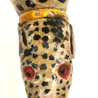 Fabulous Old Painted Root Wood Leopard! (With Gnawed At Nose)