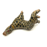 Fabulous Old Painted Root Wood Leopard! (With Gnawed At Nose)