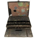 Antique Painter's Travel Box with Palette and Latching Compartments