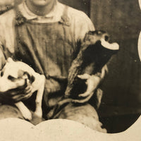 Young Man with Many Animals, Curious Old Real Photo Postcard