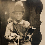 Young Man with Many Animals, Curious Old Real Photo Postcard