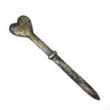 Nice Old Pewter Heart Shaped Letter Opener