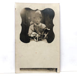 Young Man with Many Animals, Curious Old Real Photo Postcard