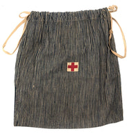 Excellent Old Red Cross Railroad Striped Denim Drawstring Bag (with Khaki Kerchief Bonus)