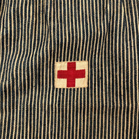 Excellent Old Red Cross Railroad Striped Denim Drawstring Bag (with Khaki Kerchief Bonus)