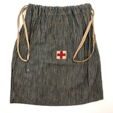 Excellent Old Red Cross Railroad Striped Denim Drawstring Bag (with Khaki Kerchief Bonus)