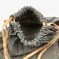 Excellent Old Red Cross Railroad Striped Denim Drawstring Bag (with Khaki Kerchief Bonus)