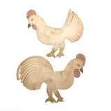 Wonderful Antique Cut Paper Rooster and Hen with Watercolor and Graphite Details