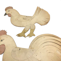 Wonderful Antique Cut Paper Rooster and Hen with Watercolor and Graphite Details