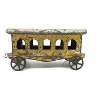 Antique Painted Tin Toy, Yellow Carriage / Train Car