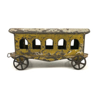 Antique Painted Tin Toy, Yellow Carriage / Train Car