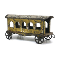 Antique Painted Tin Toy, Yellow Carriage / Train Car