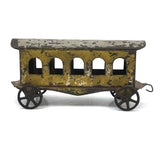 Antique Painted Tin Toy, Yellow Carriage / Train Car