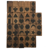 Gorgeous Antique Folk Art Wooden Dominoes/Matching Game with Best Array of Black Stained Shapes