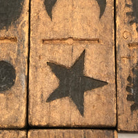 Gorgeous Antique Folk Art Wooden Dominoes/Matching Game with Best Array of Black Stained Shapes