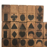 Gorgeous Antique Folk Art Wooden Dominoes/Matching Game with Best Array of Black Stained Shapes