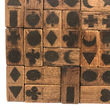 Gorgeous Antique Folk Art Wooden Dominoes/Matching Game with Best Array of Black Stained Shapes