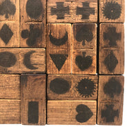 Gorgeous Antique Folk Art Wooden Dominoes/Matching Game with Best Array of Black Stained Shapes