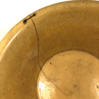 Huge Early Yellowware Bowl with Old Make Do Wire (and Remnants of Leather) Repair