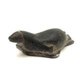 Richly Patinated c. 1960s Inuit Stone Seal Sculpture Signed Devie