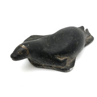 Richly Patinated c. 1960s Inuit Stone Seal Sculpture Signed Devie