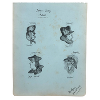 Charmingly Crude 1907 Topsy Turvy Ink Drawn Portraits