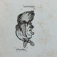 Charmingly Crude 1907 Topsy Turvy Ink Drawn Portraits