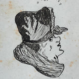 Charmingly Crude 1907 Topsy Turvy Ink Drawn Portraits