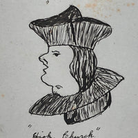 Charmingly Crude 1907 Topsy Turvy Ink Drawn Portraits