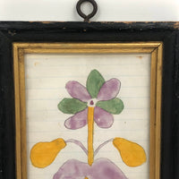 Lavender Petals, Ochre Stem, Wonderful 19th C. Pennsylvania Schoolgirl Watercolor