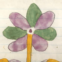 Lavender Petals, Ochre Stem, Wonderful 19th C. Pennsylvania Schoolgirl Watercolor