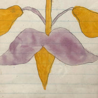 Lavender Petals, Ochre Stem, Wonderful 19th C. Pennsylvania Schoolgirl Watercolor