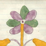 Lavender Petals, Ochre Stem, Wonderful 19th C. Pennsylvania Schoolgirl Watercolor