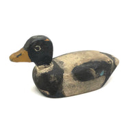 Charming Antique Carved, Painted Folk Art Mallard Duck