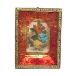 I Love Thee, Mid 19th Century Forget Me Not, Foil and Paper Flowers Under Glass