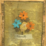 Farewell, Mid 19th Century Forget Me Not, Foil and Paper Flowers Under Glass