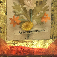 As a Remembrance: Mid 19th Century Forget Me Not, Foil and Paper Flowers Under Glass