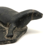 Richly Patinated c. 1960s Inuit Stone Seal Sculpture Signed Devie