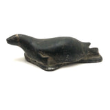 Richly Patinated c. 1960s Inuit Stone Seal Sculpture Signed Devie