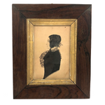 Rosina Farmer, Charming 1851 Signed Ink and Watercolor Portrait in Profile in Original Frame