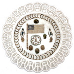 Amazing Patriotic Folk Art Stamp Collage on Milk Glass Plate