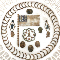 Amazing Patriotic Folk Art Stamp Collage on Milk Glass Plate