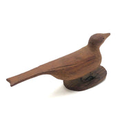 Lovely Elongated Carved Pine Bird with Twisted Wire Legs