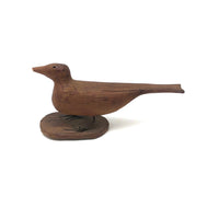 Lovely Elongated Carved Pine Bird with Twisted Wire Legs