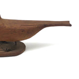 Lovely Elongated Carved Pine Bird with Twisted Wire Legs